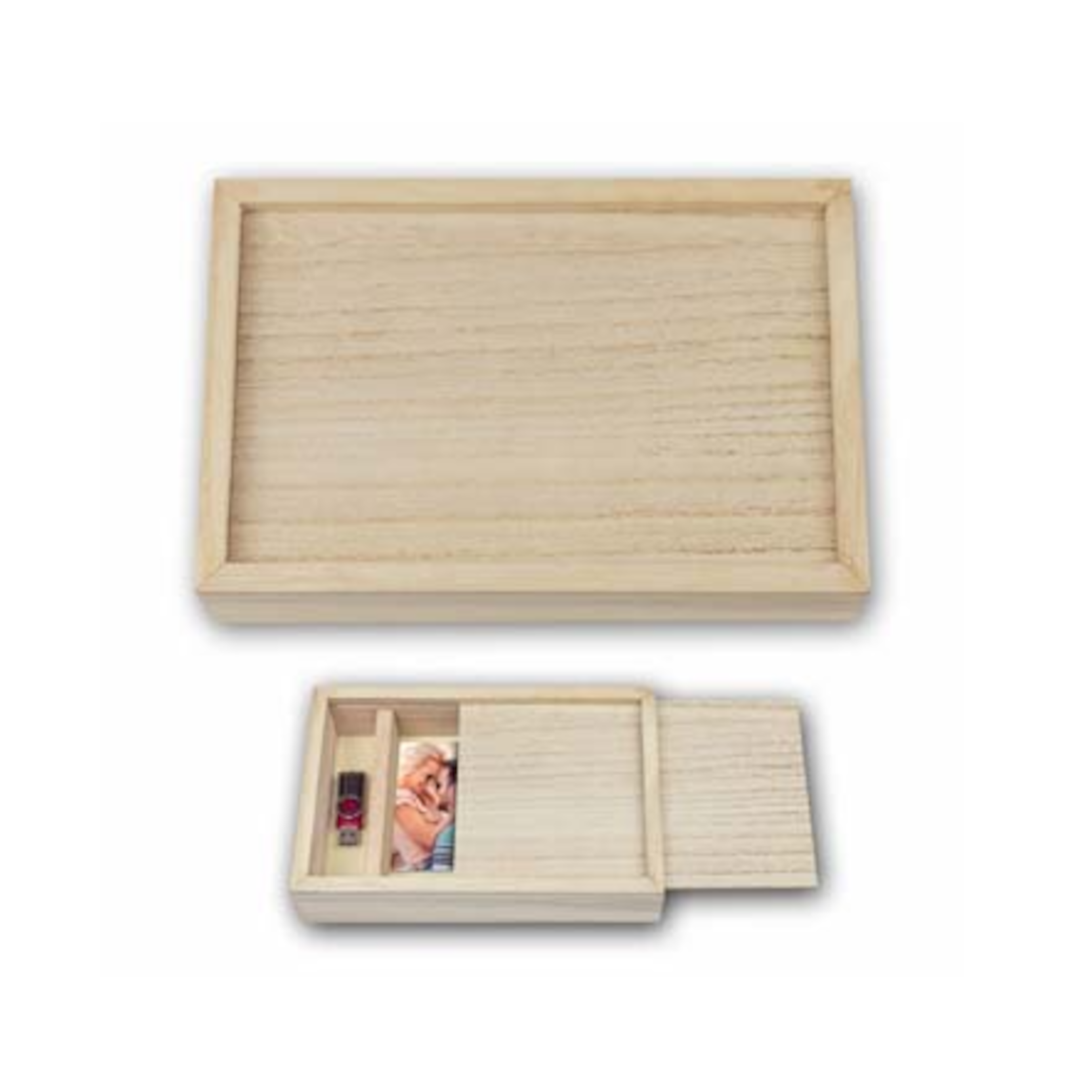 ▷ Caja madera pino para Pen con tapa deslizante - Raillo Imagen